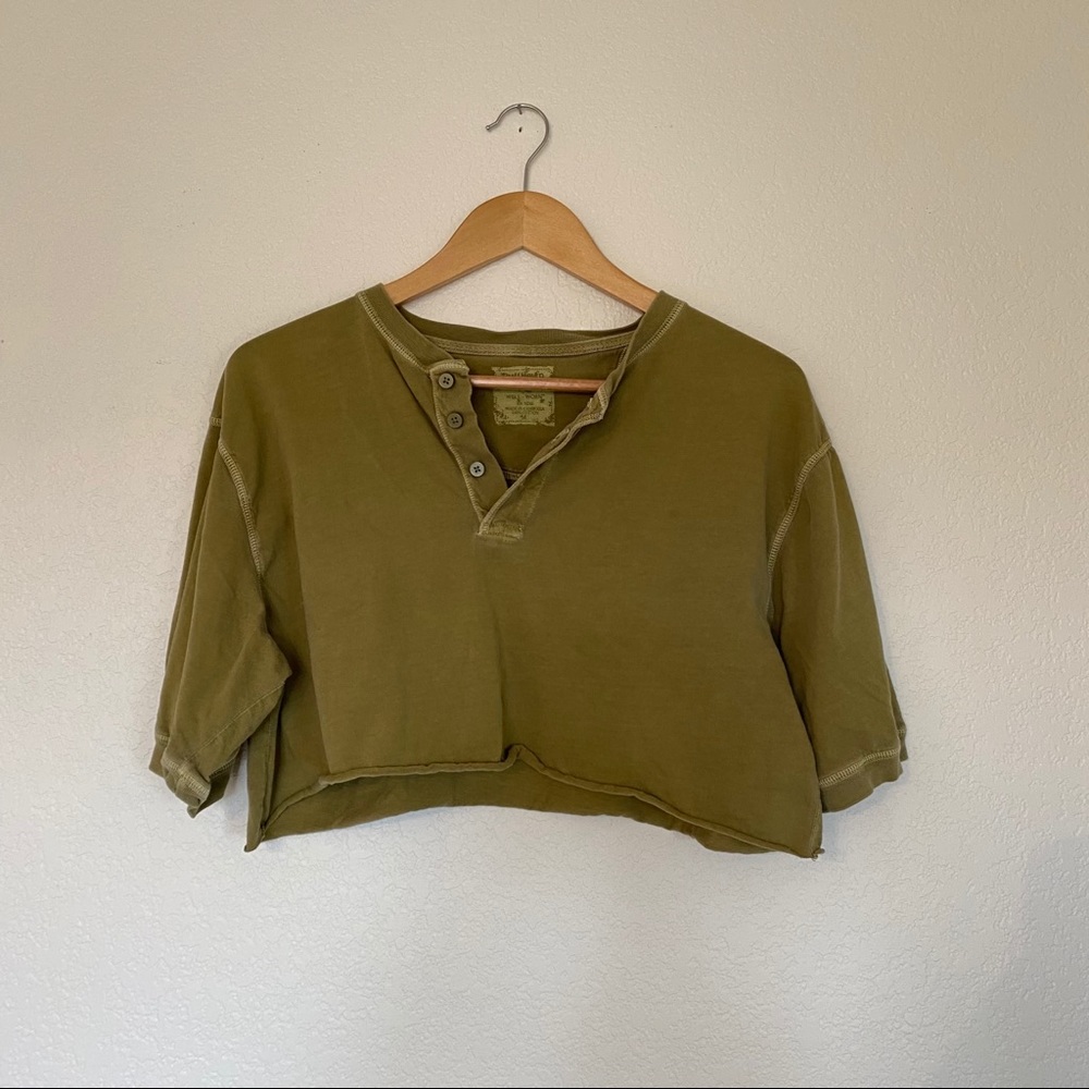 RUFF HEWN reworked cropped mens button tshirt